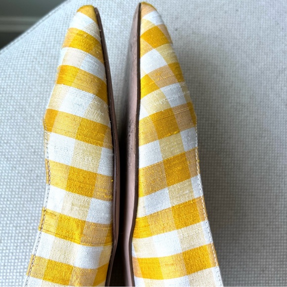 J. Crew sling back flats in yellow and ivory silk Gingham (size 9 1/2) - Picture 10 of 11